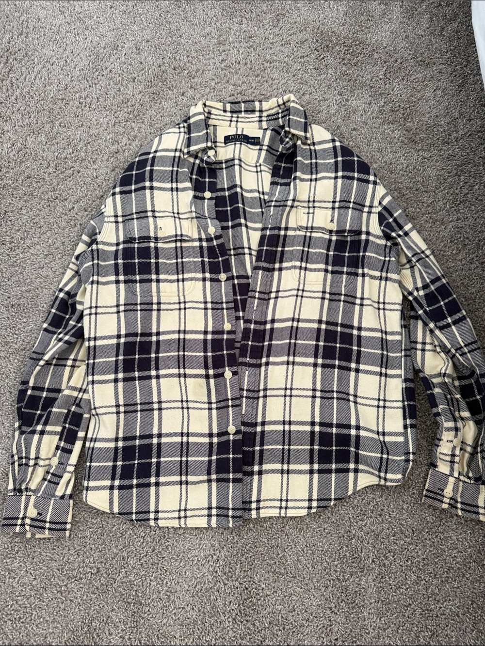 Ralph Lauren Black and Cream Plaid Button-Down Shirt - Men - Picture 1 of 2